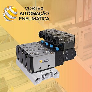 Bloco manifold com 2 Valvulas 5/2 Simples Solenoide de 1/4 - 220v