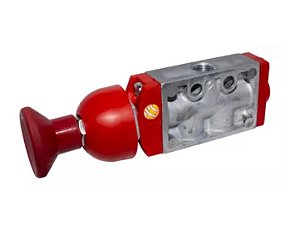 Válvula Pneumática 3/2 Vias Botao Trava Vermelho 1/8 Bsp