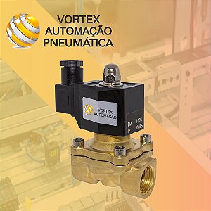 Válvula Solenóide 2/2 Vias N. Fechada 3/4 Água/óleo/ar Com bobina 220V