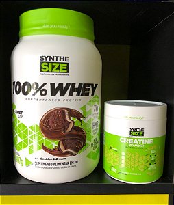 COMBO HIPERTROFIA SYNTHE SIZE: 100% WHEY 900G + CREATINA 300G