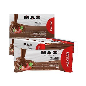 MAX BAR (12 UNID. DE 33G) - MORANGO C/ CHOCOLATE - MAX TITANIUM