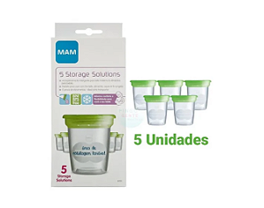 Kit 5 Potes para armazenar leite Mam 120ml livre de BPA