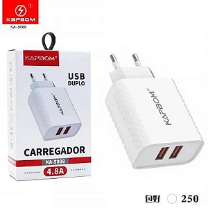 Fonte Carregador 2 USB 4.8A Kapbom KA-5008