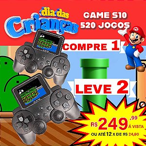 Game Retro S10 520 Jogos Promoção Dia das Crianças Compre 1 Leve 2