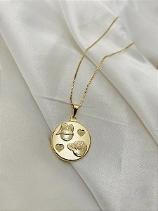 MEDALHA FILHOS CASAL FOLHEADO