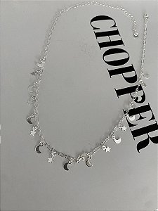 CHOKER CÉU FOLHEADA PRATA 1000