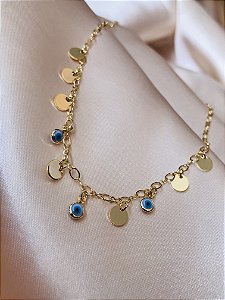 CHOKER OLHO GREGO MOEDAS FOLHEADO