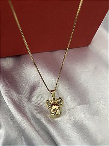 COLAR DOGUINHO STRASS FOLHEADO