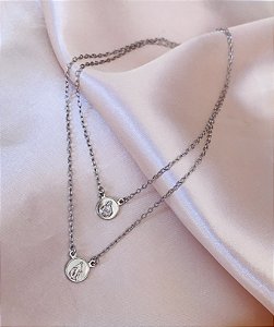 ESCAPULÁRIO PRATA JESUS E NOSSA SENHORA