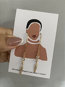 BRINCO FIO PENA COM ZIRCÔNIA- DOURADO