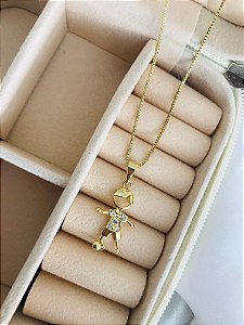 COLAR FILHO COM BOLA EM STRASS FOLHEADO