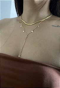 COLAR GRAVATINHA STARS COM ZIRCÔNIA