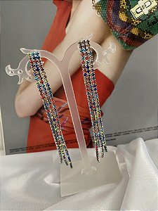 BRINCO FEST  STRASS COLORIDO- PRATA