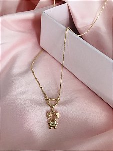 COLAR FILHA STRASS- DOURADO