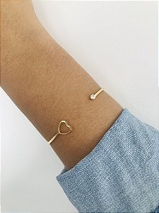 BRACELETE CORAÇÃO COM STRASS- DOURADO