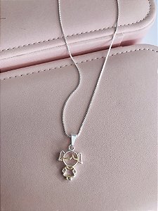 COLAR FILHA FOLHEADO- PRATA 1000