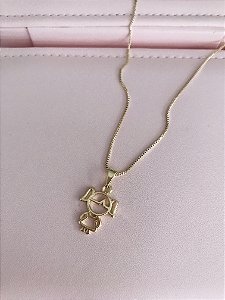 COLAR FILHA FOLHEADO- DOURADO