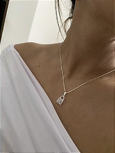 COLAR CADEADO ZIRCÔNIAS- COLORIDO PRATA 1000