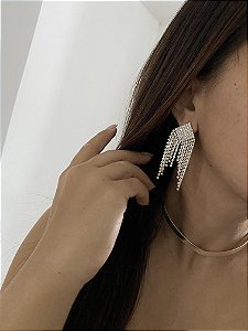 BRINCOS ALEXA- STRASS PRATA