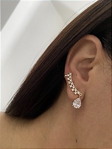 BRINCO EAR CUFF COM PINGENTE GOTA- DOURADO