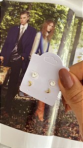 DUO DE BRINCOS MEIA LUA E ZIRCÔNIA