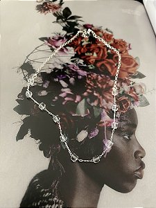 CHOKER FOLHEADA PRATA 1000 CRISTAL