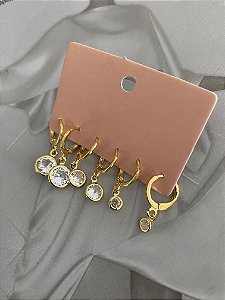 TRIO DE ARGOLINHAS ZIRCÔNIAS