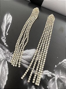 BRINCOS STRASS FRANJINHA- DOURADO