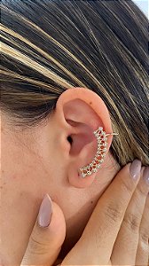 PIERCING EAR HOOK UNIDADE- ORELHA ESQUERDA- ZIRCÔNIAS-DOURADO