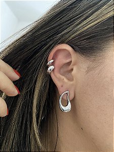 MIX DE BRINCOS GOTA+ 2 PIERCINGS ENCAIXE - PRATEADO