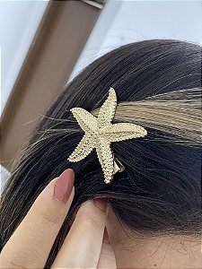 BROCHE CABELO ESTTELA DO MAR- DOURADO