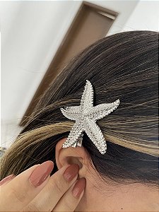 BROCHE DE CABELO ESTRELA DO MAR- PRATEADA