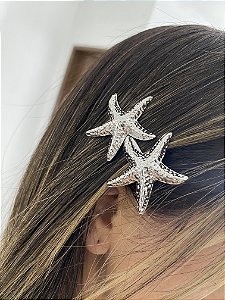 BROCHE DE CABELO ESTRELAS DO MAR- PRATEADO
