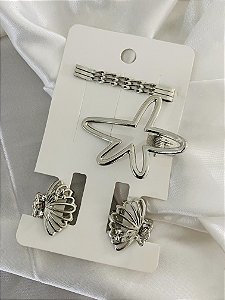 KIT DE ACESSÓRIOS DE CABELO- PRATEADO