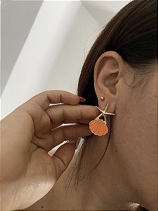 BRINCOS ESTRELA DO MAR E CONCHA- LARANJA