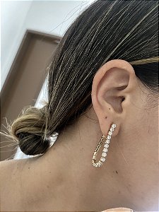 BRINCOS STRASS GOTA- DOURADO