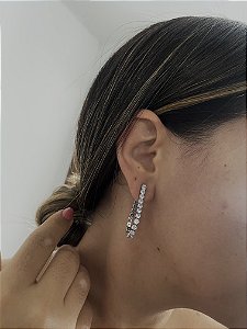 BRINCOS STRASS GOTA- PRATEADA