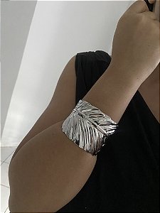 BRACELETE MAXI FOLHA - PRATEADO