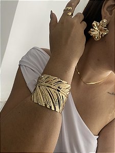 BRACELETE MAXI FOLHA - DOURADO