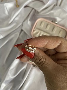 PIERCING DUPLO ZIRCÔNIAS- DOURADO