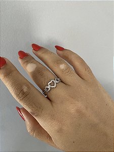 ANEL CORAÇÕES PRATEADO- TAM 18
