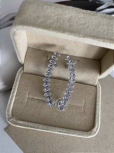 BRINCOS EAR CUFF PEDRARIA- PRATEADO