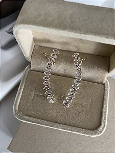 BRINCOS EAR CUFF PEDRARIA - DOURADO