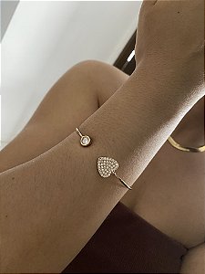 BRACELETE CRAVEJADO CORAÇÃO- ZIRCÔNIAS