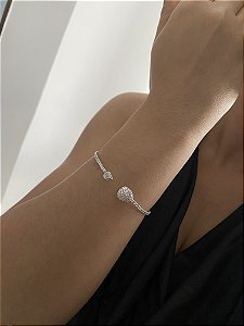 BRACELETE GOTA STRASS - PRATEADO