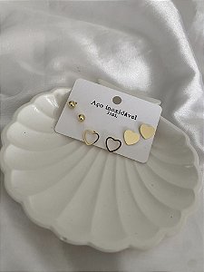 TRIO DE BRINCOS EM AÇO INOX