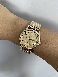 RELÓGIO ANALÓGICO TAMANHO MAIOR- FUNDO DOURADO