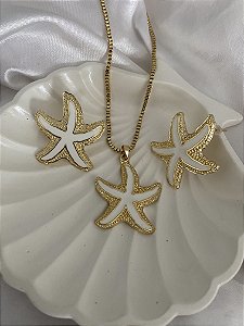 CONJUNTO ESMALTADO ESTRELA DO MAR
