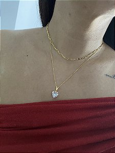 COLAR DUPLO CORRENTE E PONTO DE LUZ CORAÇÃO