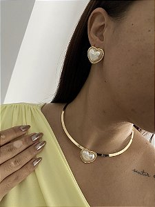 CONJUNTO BRINCOS E GARGANTILHA ARO-LUX VERÃO DOURADO-
